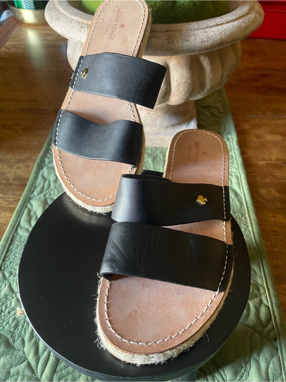NWOT Kate Spade Size 8 Idreena Black Double-Strap Slide Sandals - Picture 14 of 15